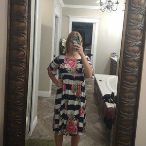 striped dress with flowers